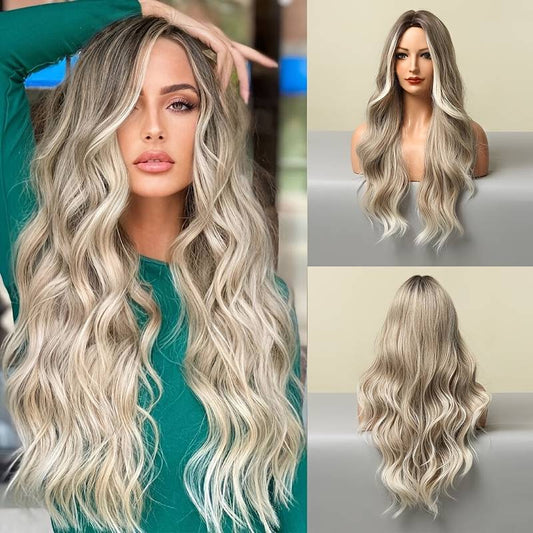 Ombre Ash Blonde Wavy Wig